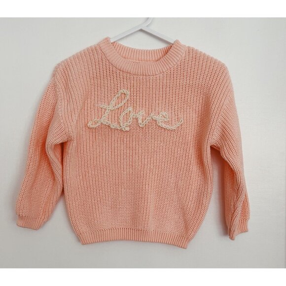 Brand New Hand Embroidered Cotton Baby Sweater in Peach Size 12-18m - Picture 1 of 7